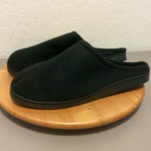 Kingsize Mens Black Fleece Upper Slippers Mules Closed Toe Slides Size‎ 13 WIDE